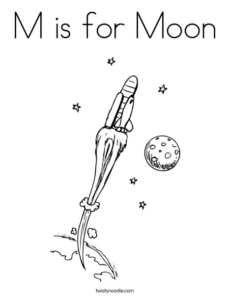 M is for moon coloring page