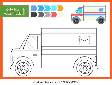 Coloring drawn postal truck mail delivery stock vector royalty free
