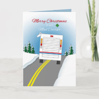 Merry christmas mailtruck for mail carrier holiday card