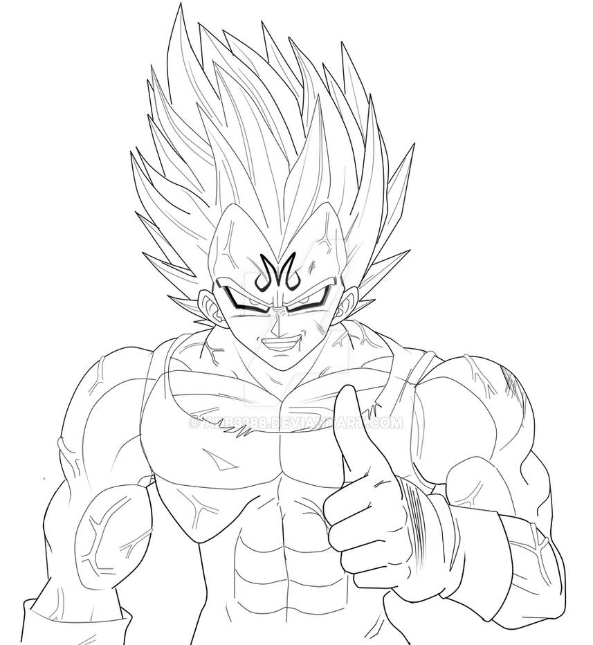 Line art super majin vegeta by adb on