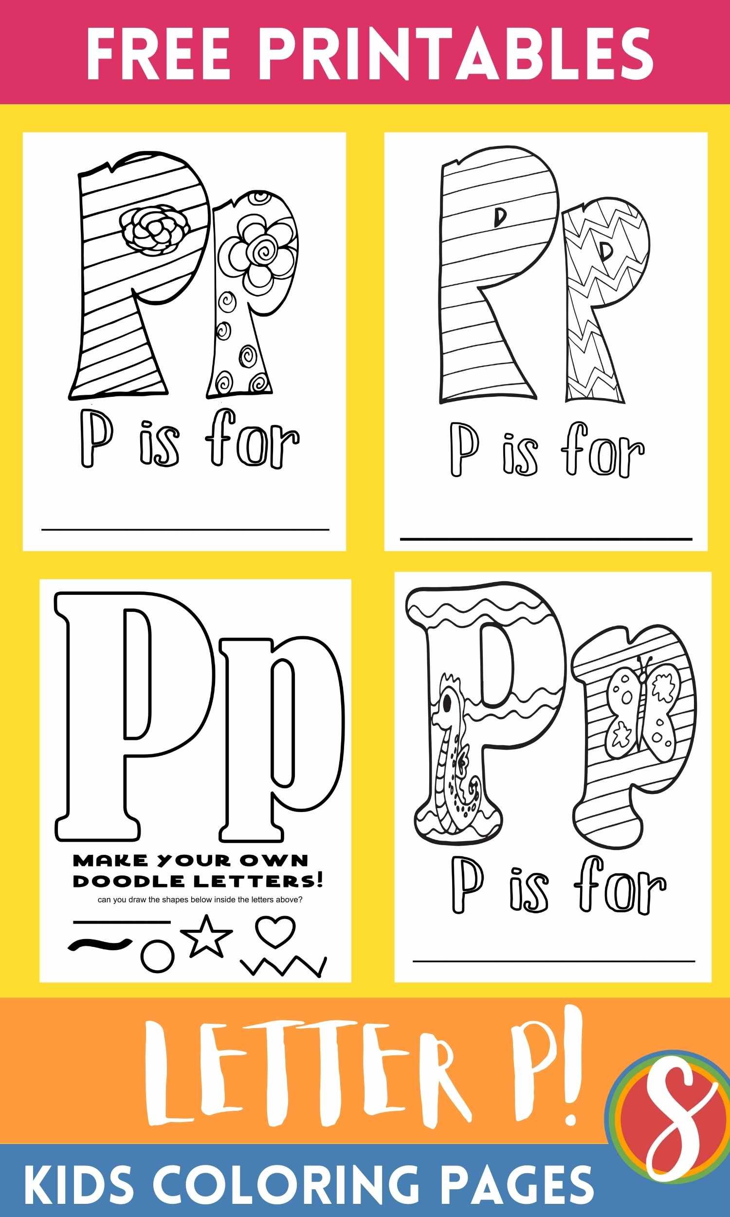 Free letter p coloring pages â stevie doodles