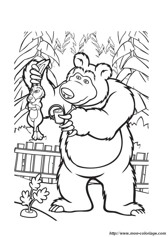 Coloring masha and the bear page medved to print out or color online