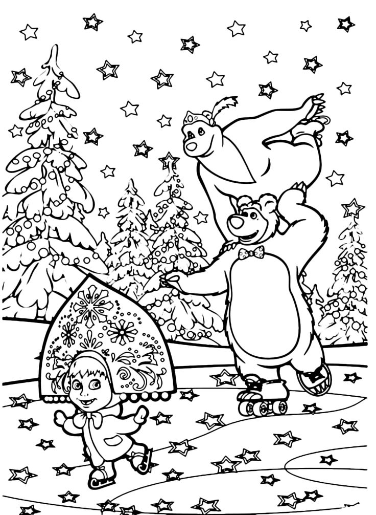 Masha and the bear coloring page