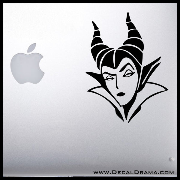 Maleficent face scowl sleeping beauty villain vinyl carlaptop decal â decal drama
