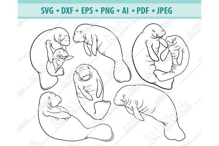 Manatee svg sea cow svg ocean creatures svg png dxf eps