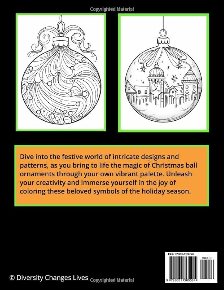 Christmas ornament coloring book oversized christmas ornaments fun for kids teens adults seniors christmas doodle line art coloring book lives diversity changes books