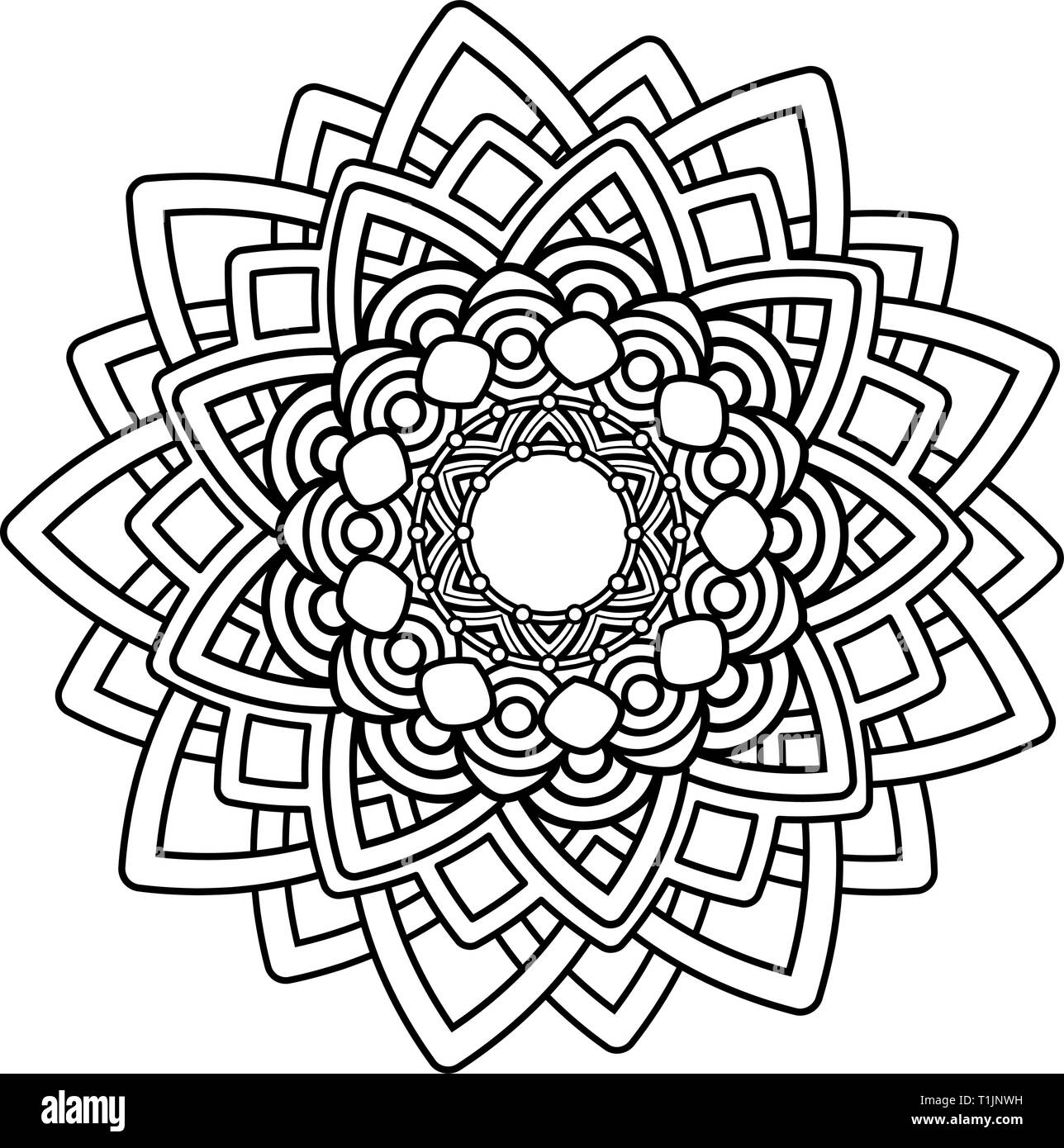 Flower mandala vector illustration adult coloring page circular abstract floral oriental pattern vintage decorative elements isolated on white background stock vector image art
