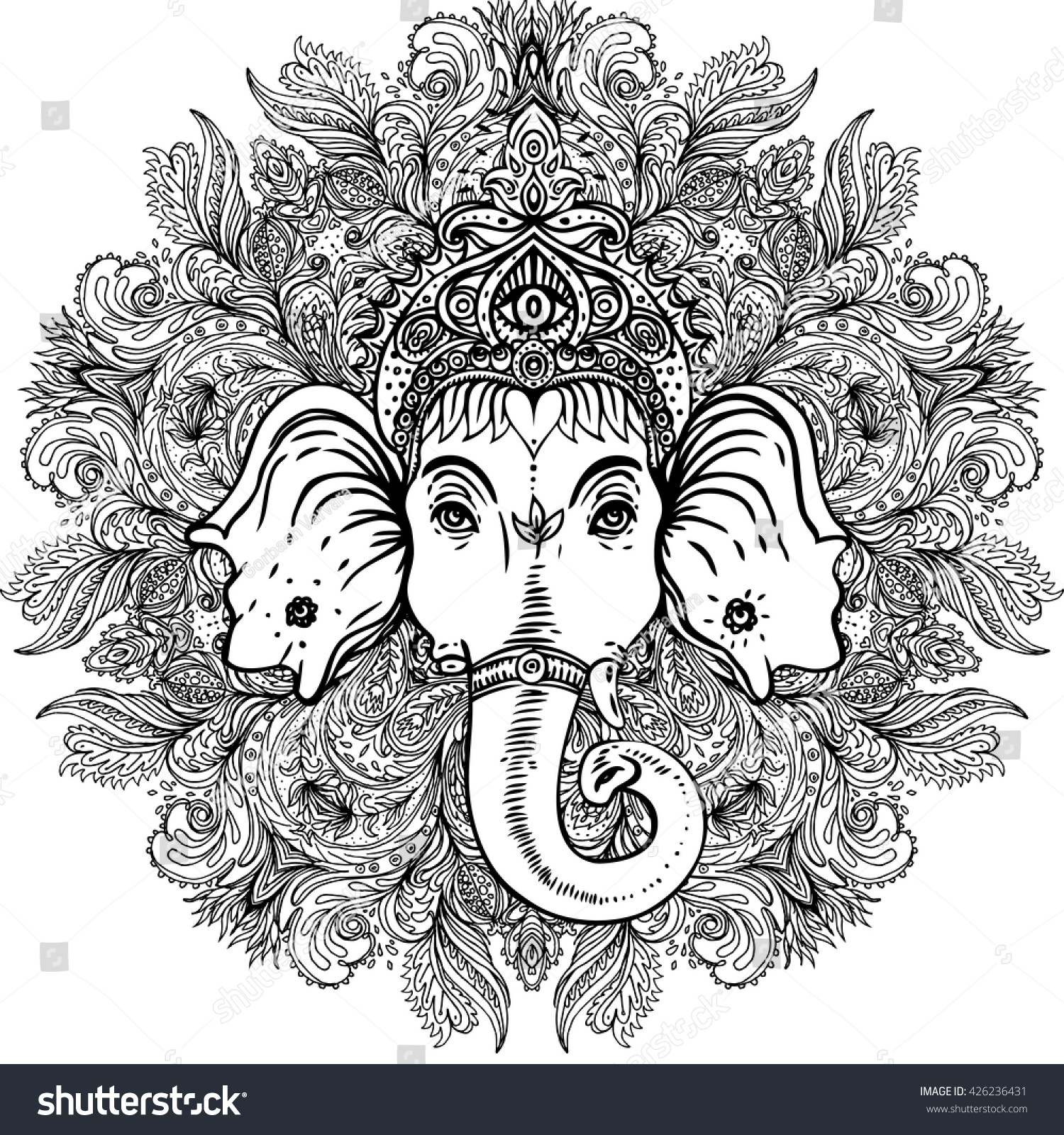 Hindu lord ganesha over ornate mandala stock vector royalty free