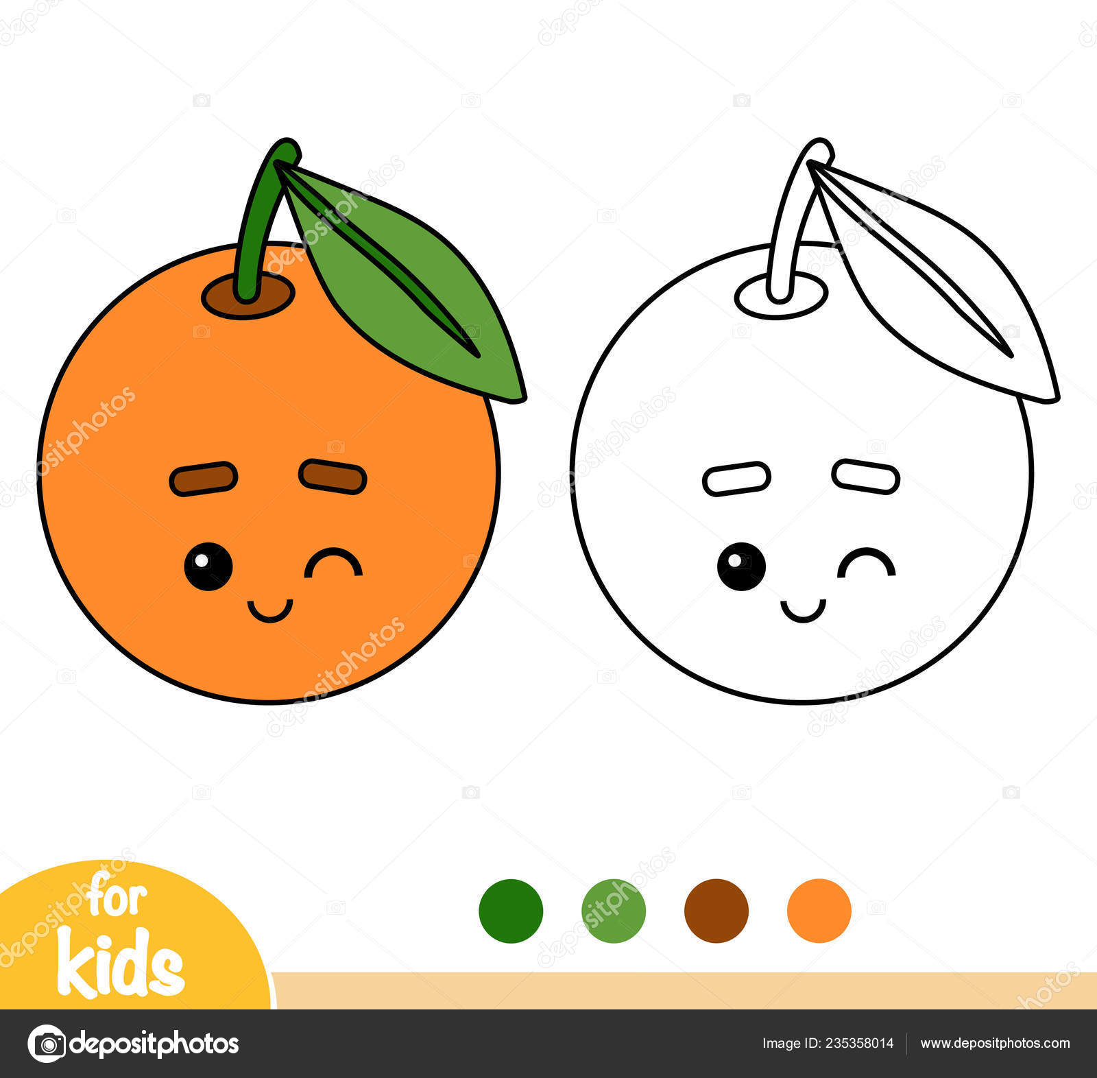 Coloring book children mandarin cute face stock vector by ksenyasavva
