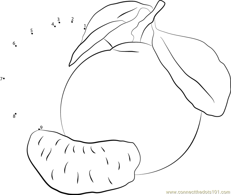 Juicy mandarin orange dot to dot printable worksheet
