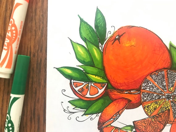 Printable coloring pages fruits vegetables digital download pdfs