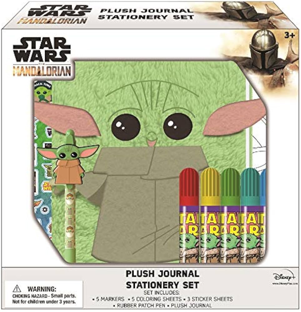 Innovative designs star wars baby yoda mandalorian plush yoda journal set with coloring sheets pen stickers toys