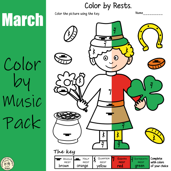 St patricks day music coloring worksheets