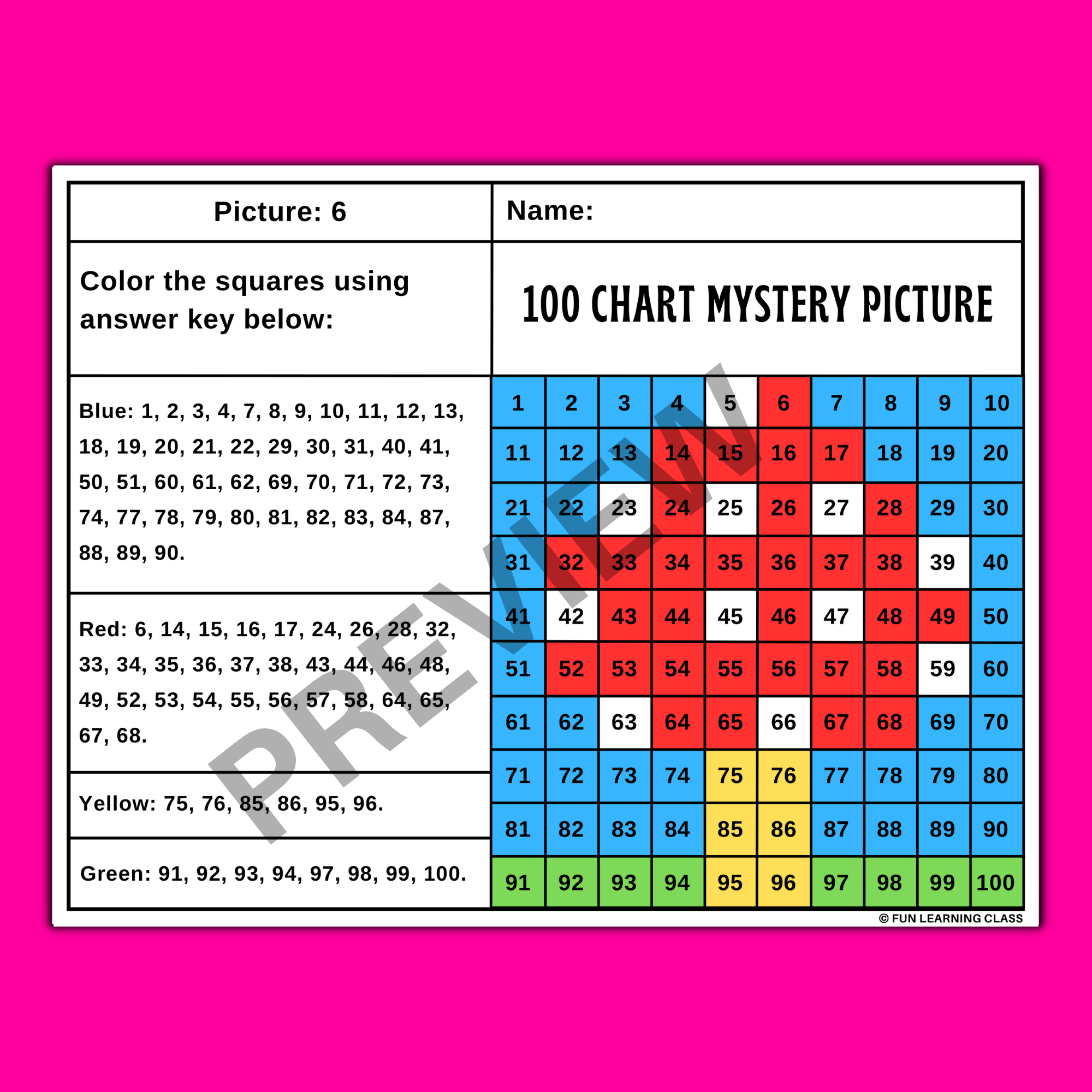 Fall s hundred chart mystery pictures coloring pages digital print made by teachers