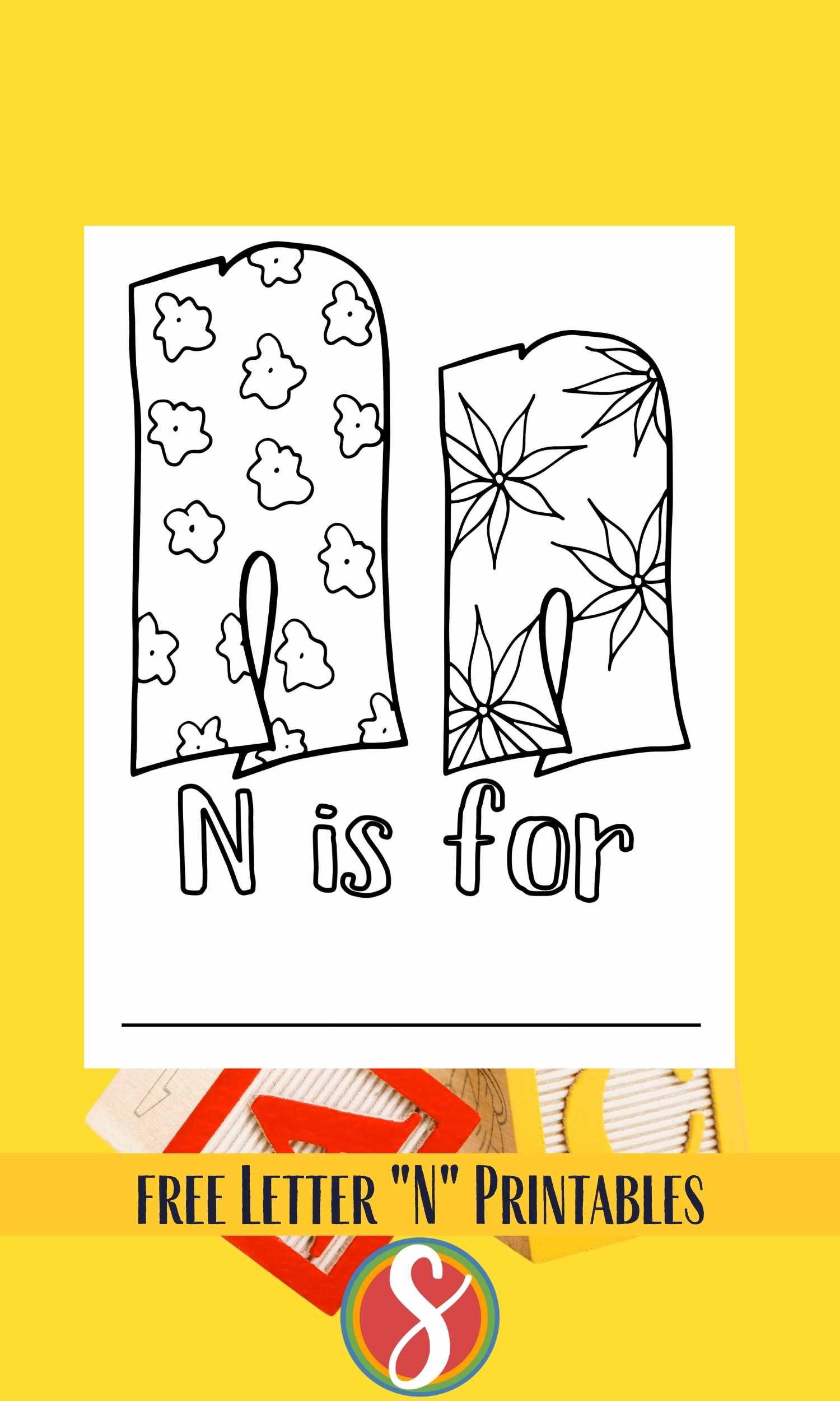 Free letter n coloring pages â stevie doodles