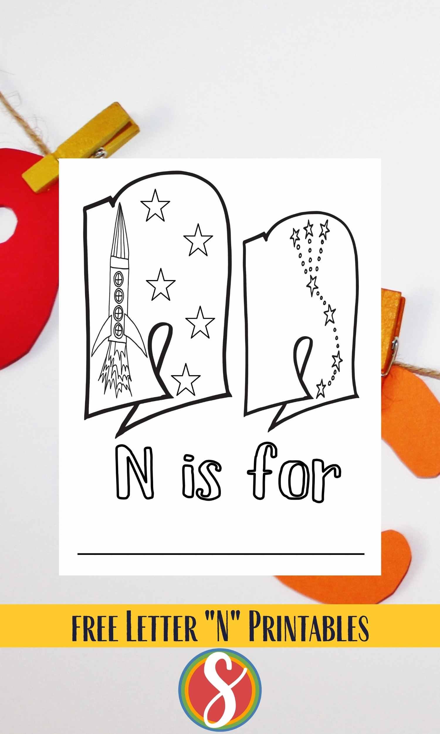 Free letter n coloring pages â stevie doodles