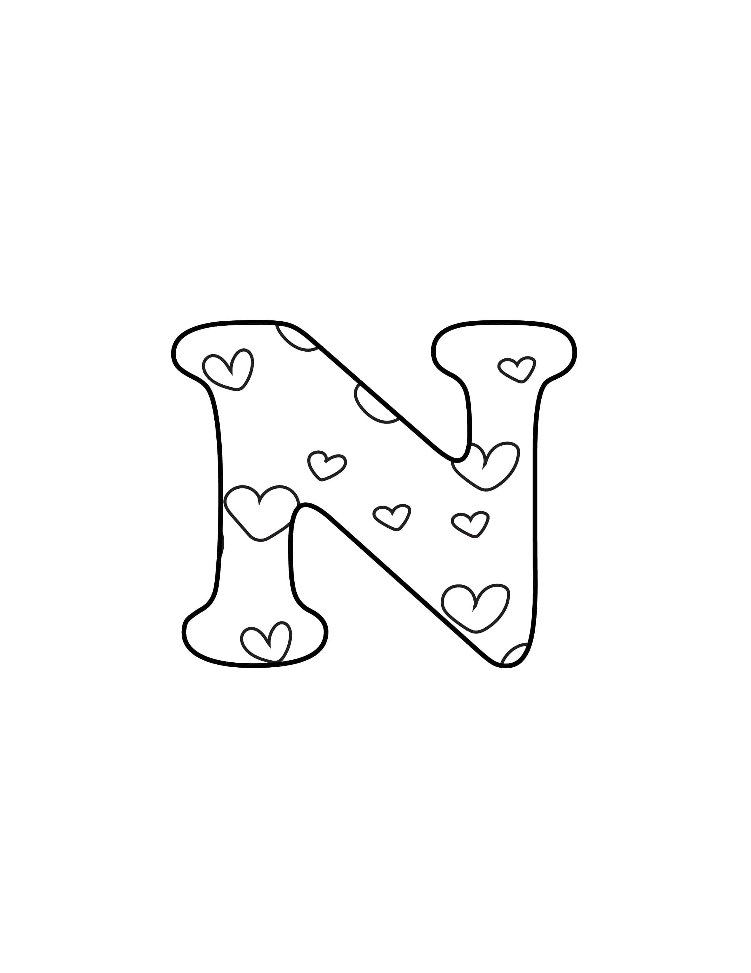 Free printable valentine bubble letters bubble letter n
