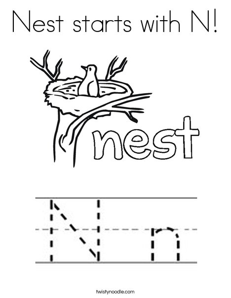 Nest starts with n coloring page
