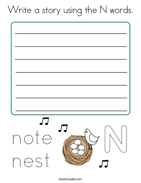 Write a story using the n words coloring page