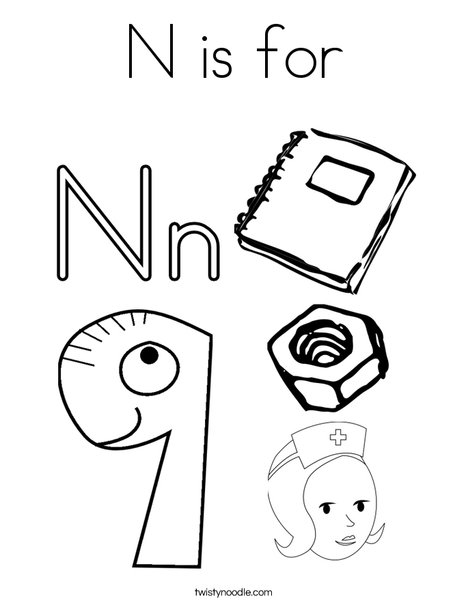 N is for coloring page