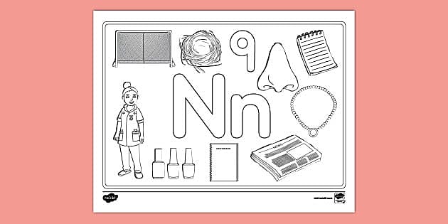 Letter n coloring page teacher
