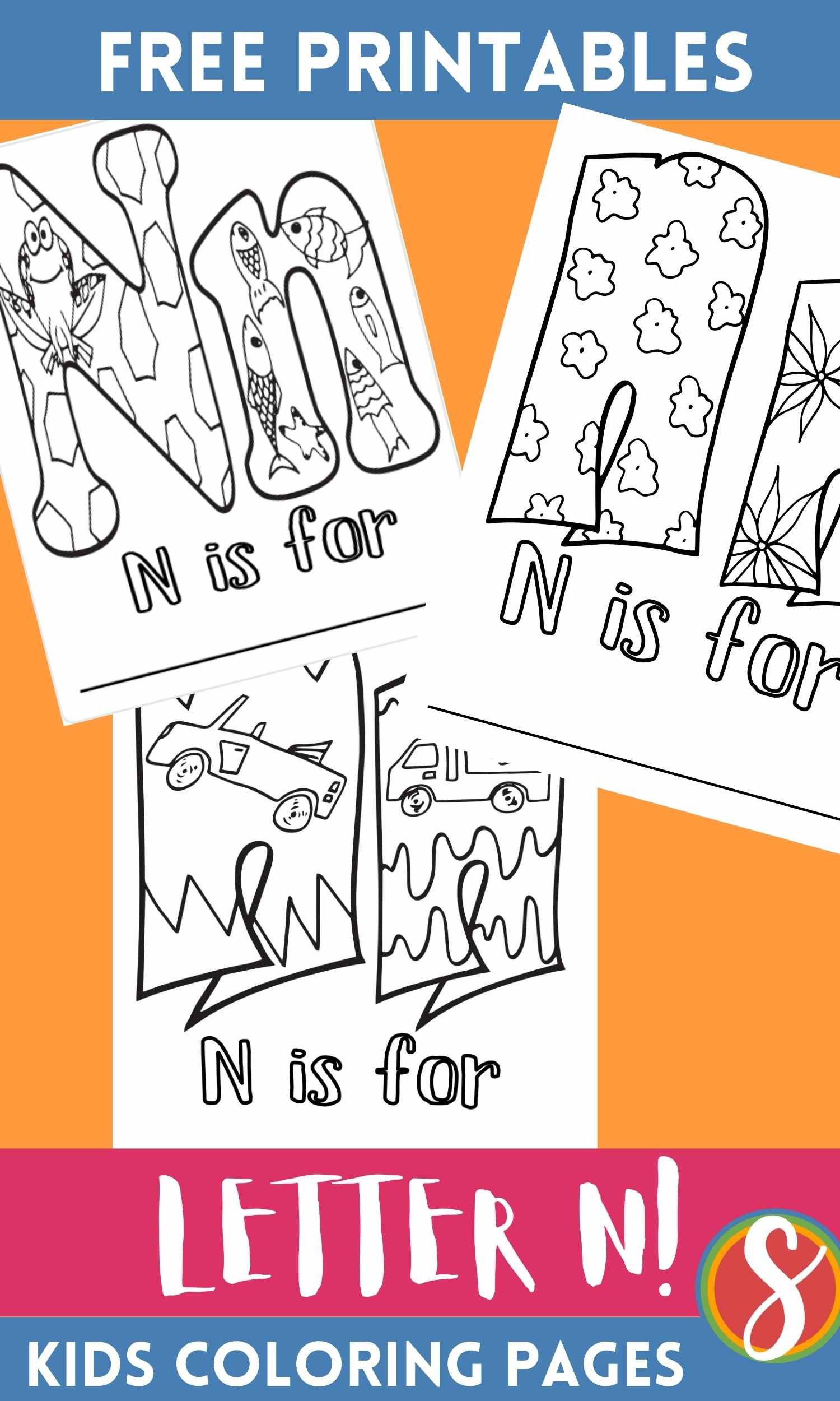 Free letter n coloring pages â stevie doodles
