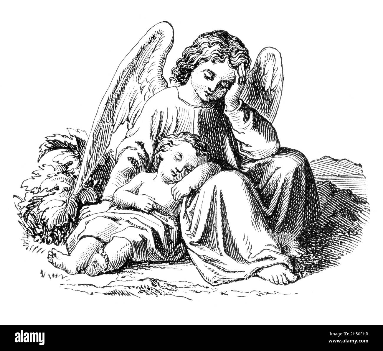 Nião cristo cristiano infante imãgen de stock en blanco y negro