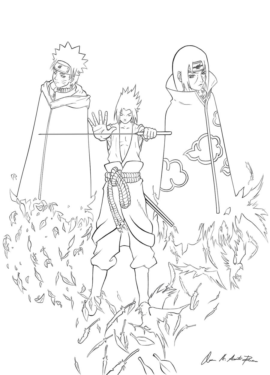 Sasuke itachi naruto lineart by wosuko