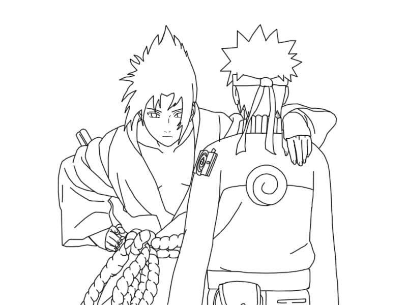 Sasuke and naruto coloring page