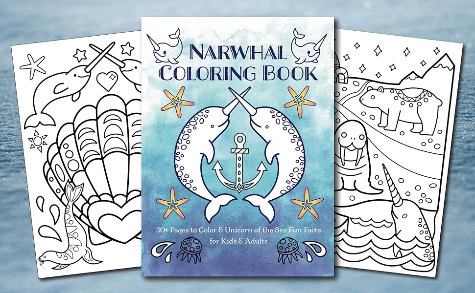 Narwhal coloring book pages to color unicorn of the sea fun facts for kids adults nyx spectrum books