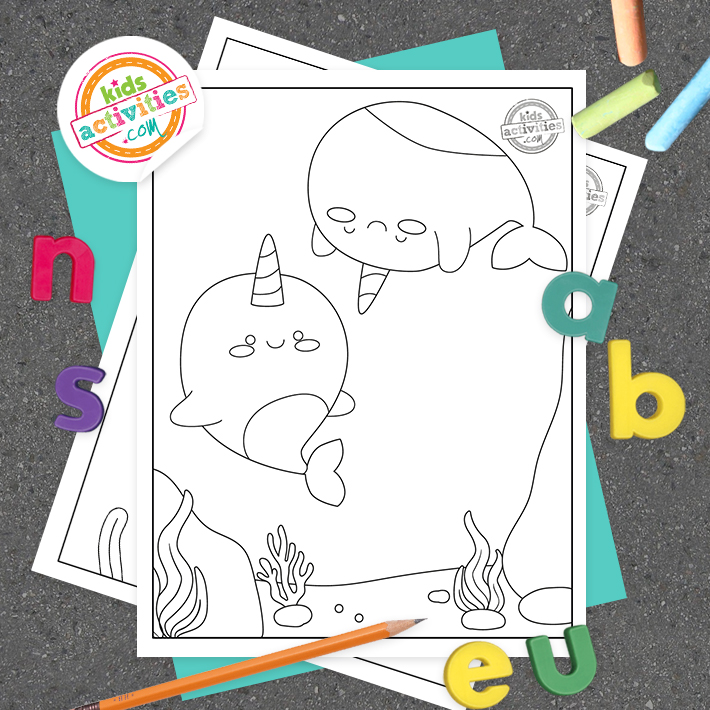 Free printable narwhal coloring pages kids activities blog