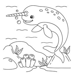 Cute narwhal coloring pages vector images