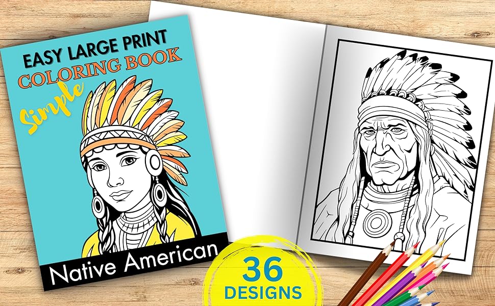 Easy large print native american coloring book simple designs for beginners adults seniors children and teens coloring pages for relaxation and stress relief vida zeya books