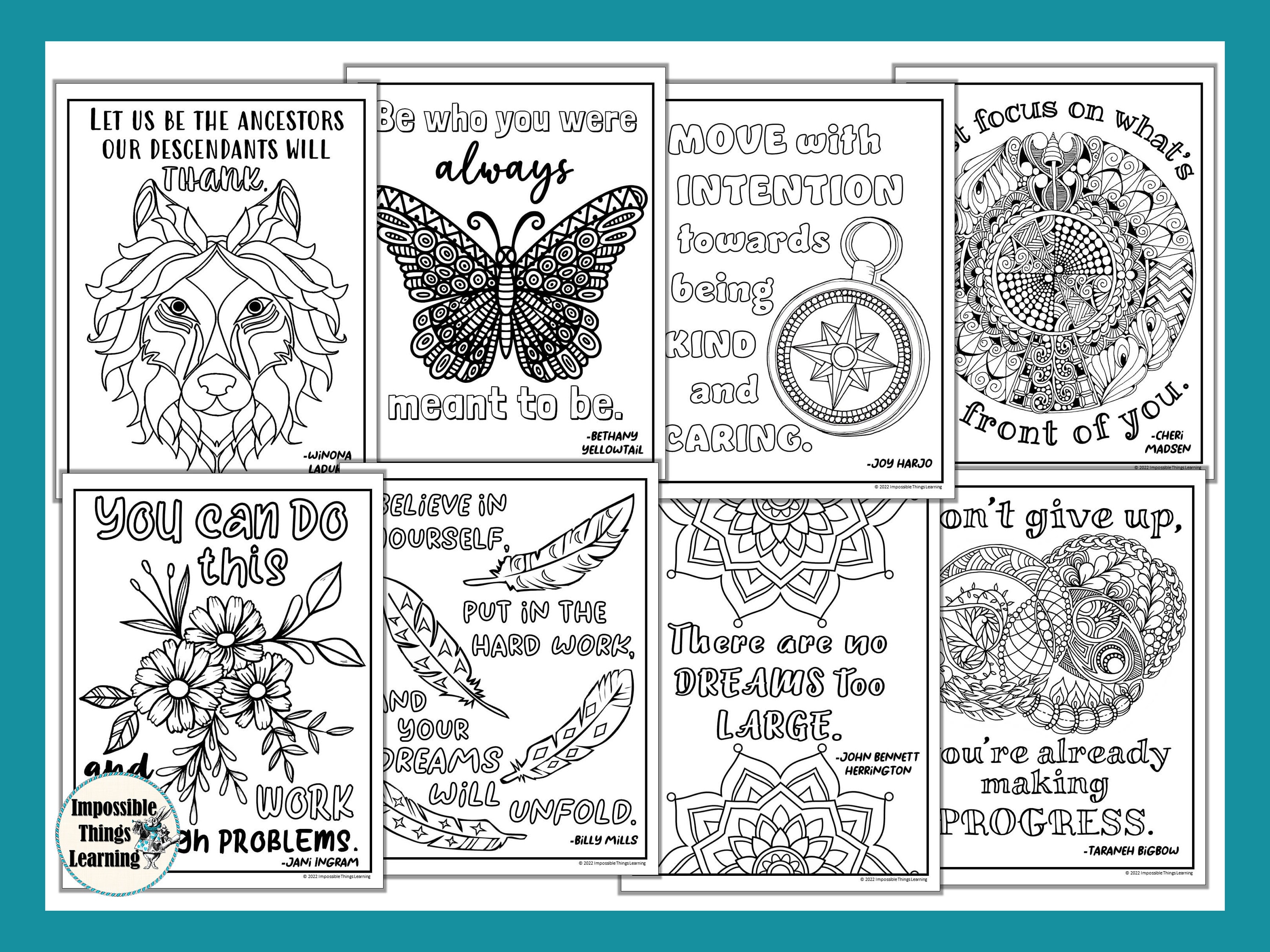 Native american heritage month coloring pages printables for the classroom with inspirational quotes from famous indigenous americans