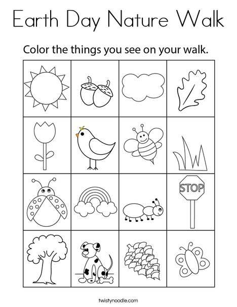 Earth day nature walk coloring page