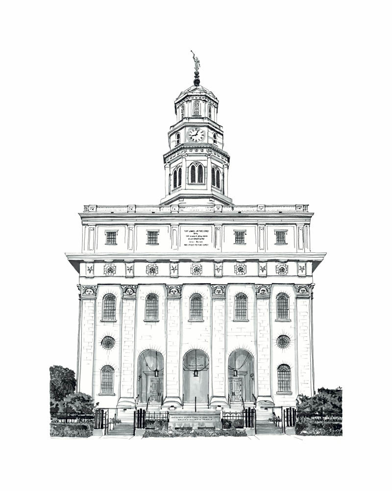 Nauvoo illinois temple bw