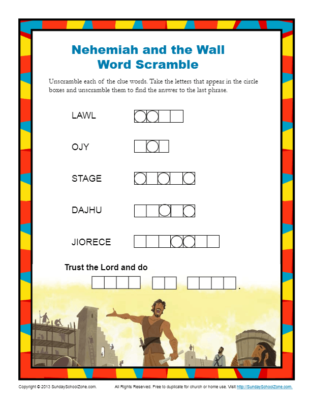 Nehemiah and the wall word scramble
