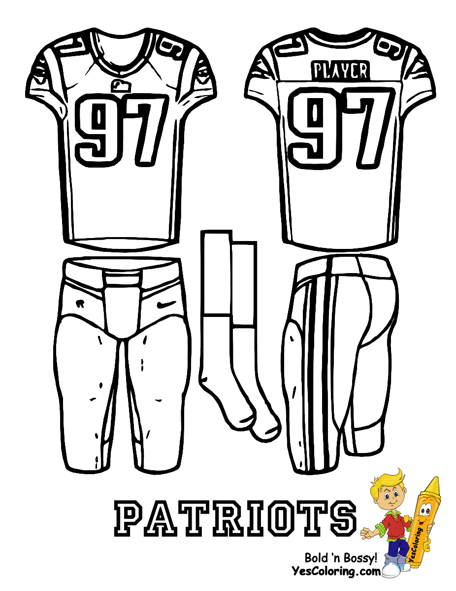 New england patriots jersey coloring pages
