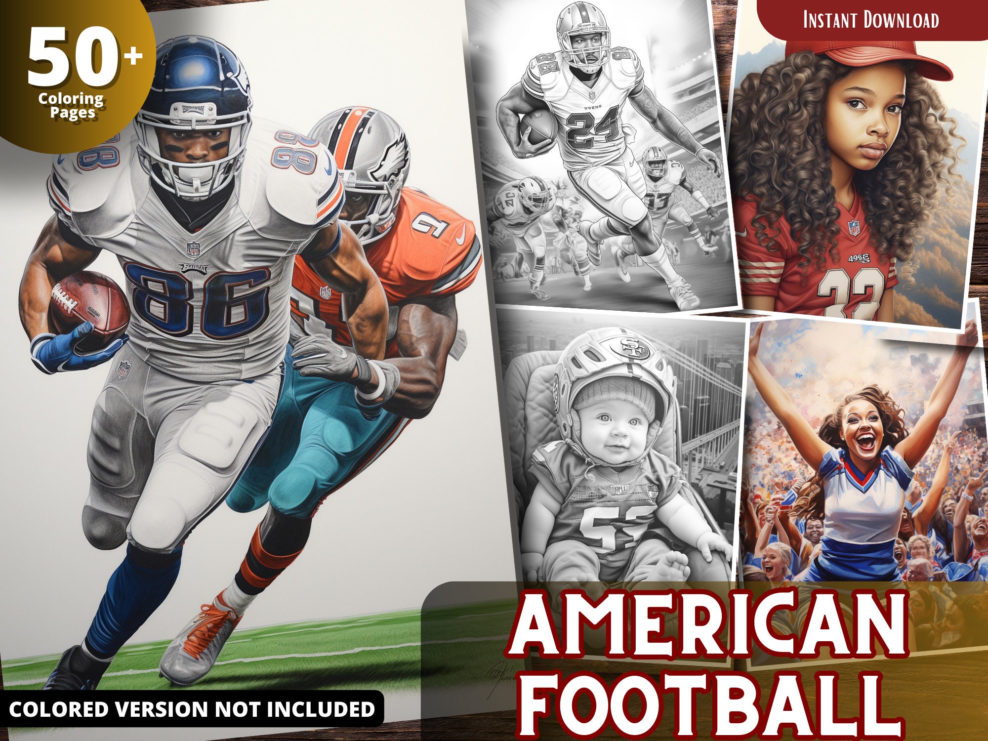 American football coloring pages for adults and for kids for
