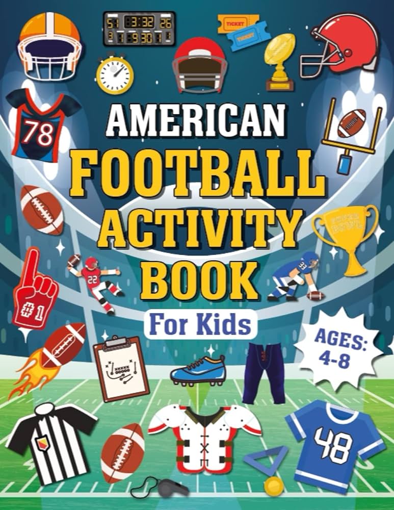 American football activity book for kids ages
