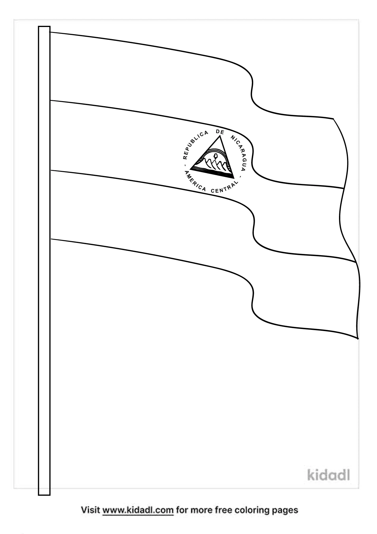 Free nicaragua flag coloring page coloring page printables