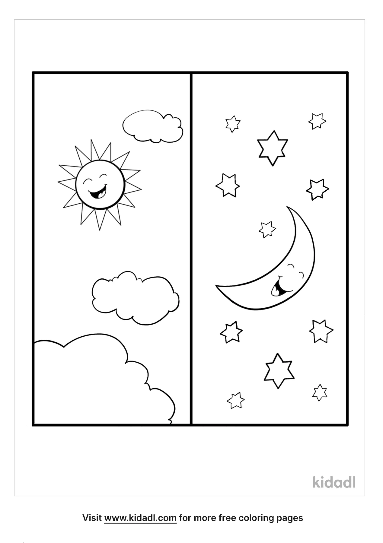 Free day and night coloring page coloring page printables