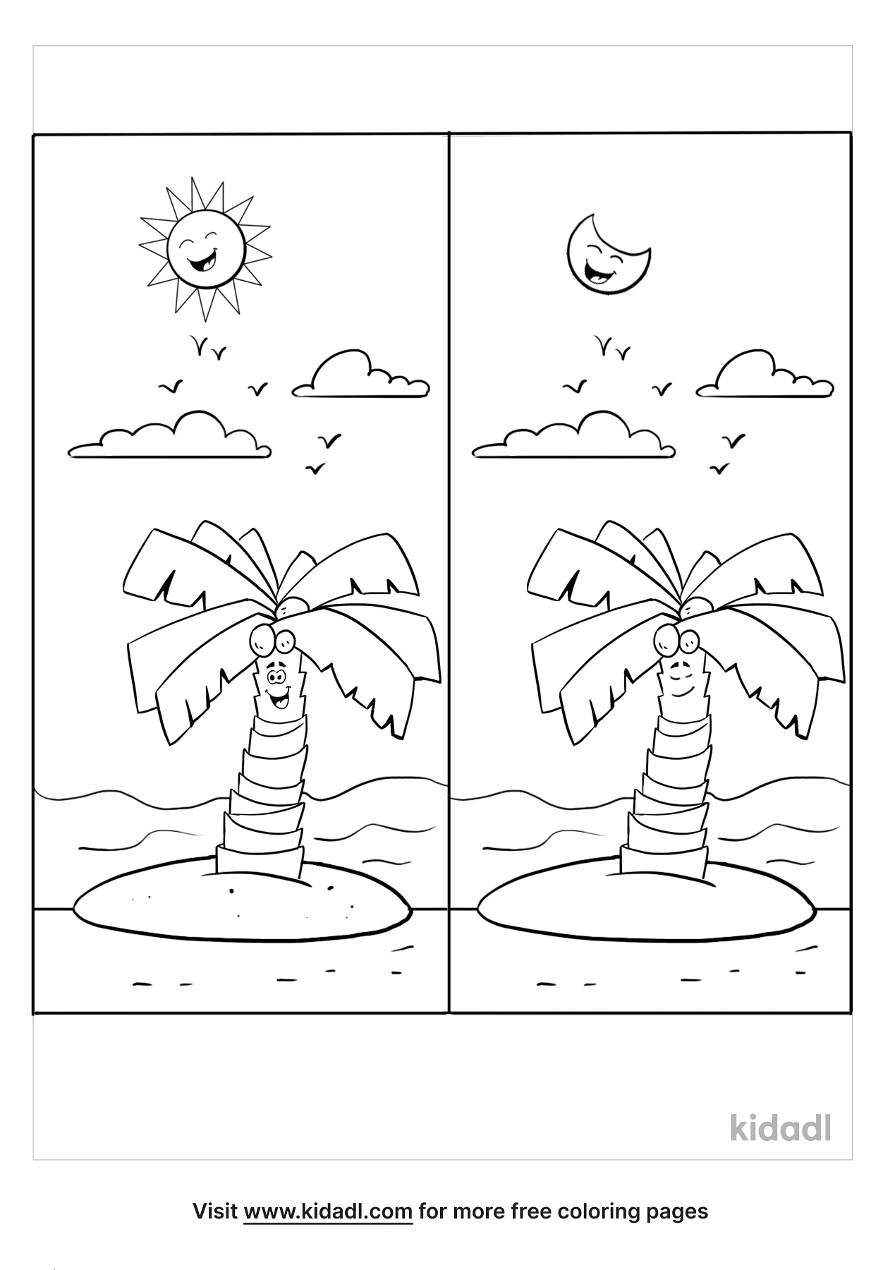 Free day and night coloring page coloring page printables