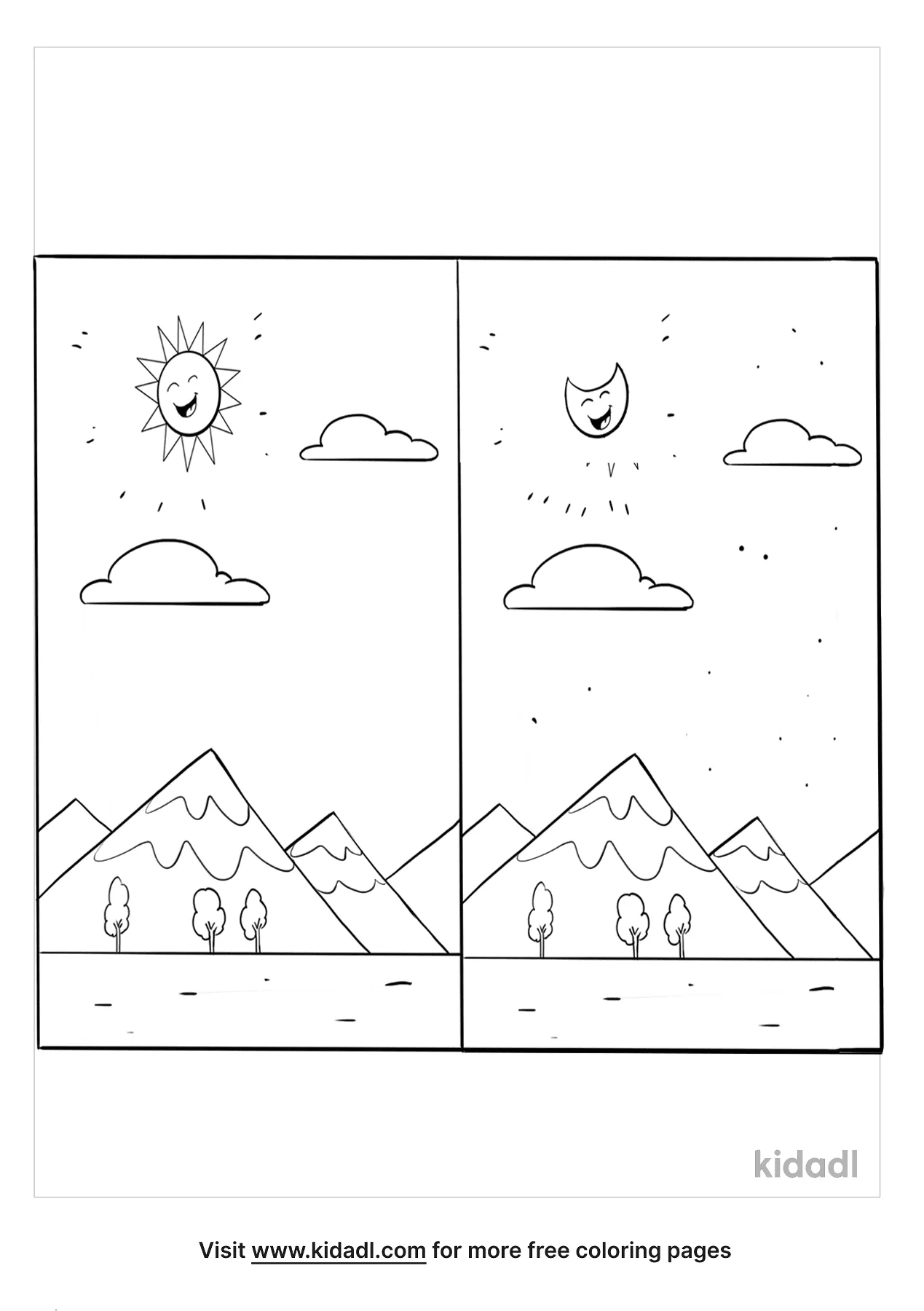 Free day and night coloring page coloring page printables