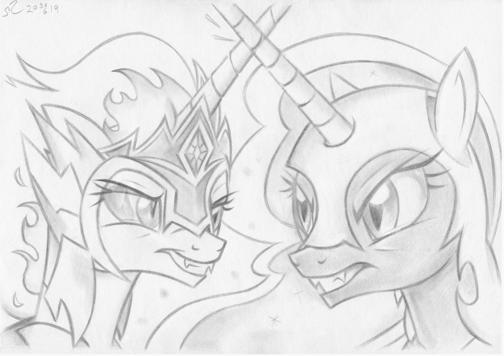Daybreaker and nightmare moon by fladdrar