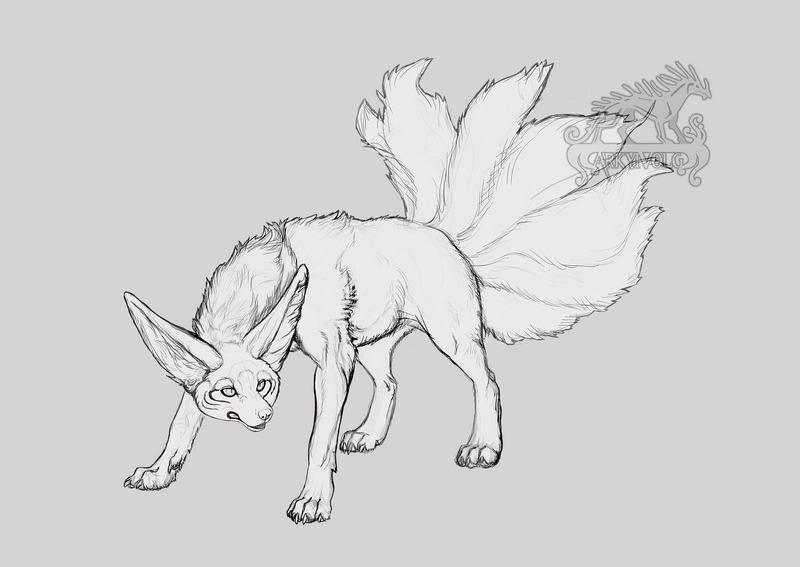 Kurama kyubi nine tailed fox by arkanton
