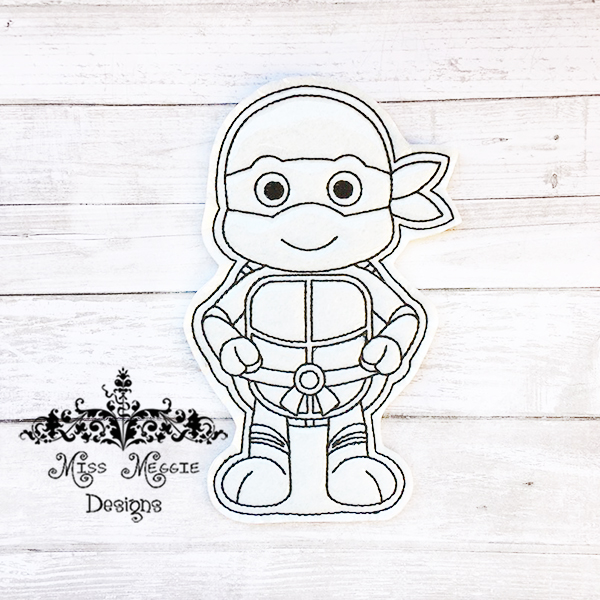 Coloring flat doll ninja turtle ith embroidery design file miss meggie designs
