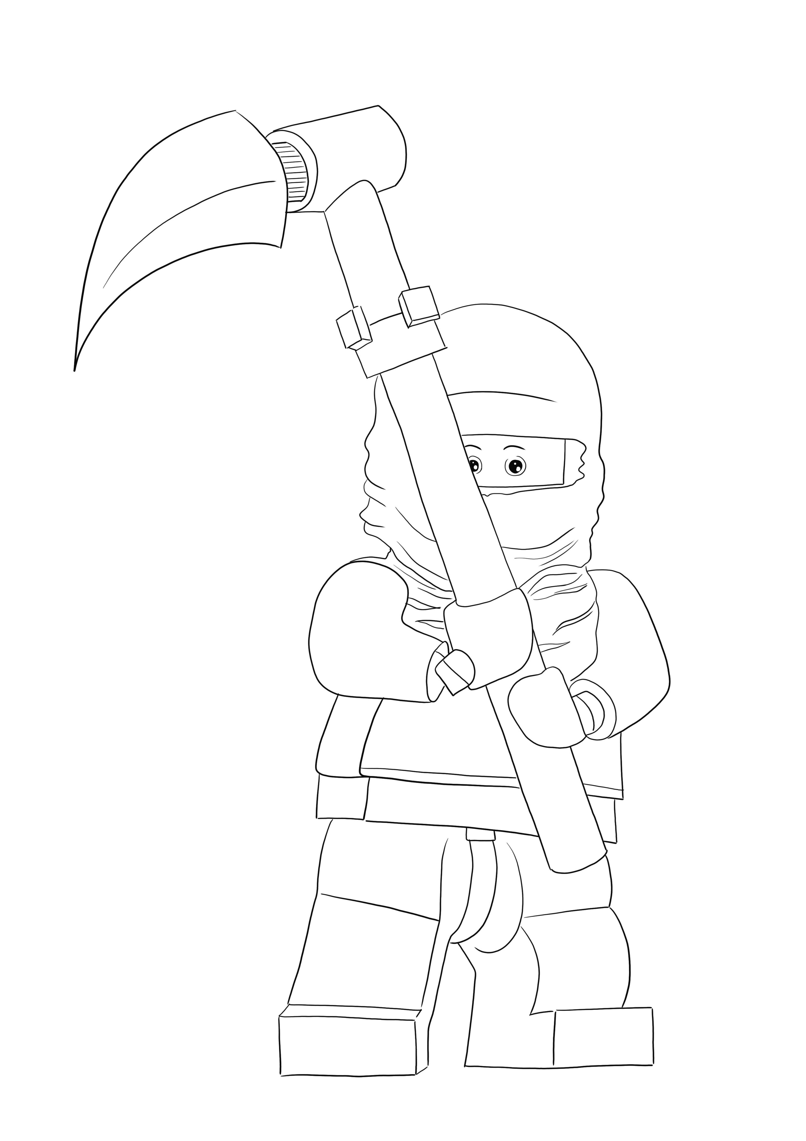 Free printable of ninjago cole lego game for kids to color with fun