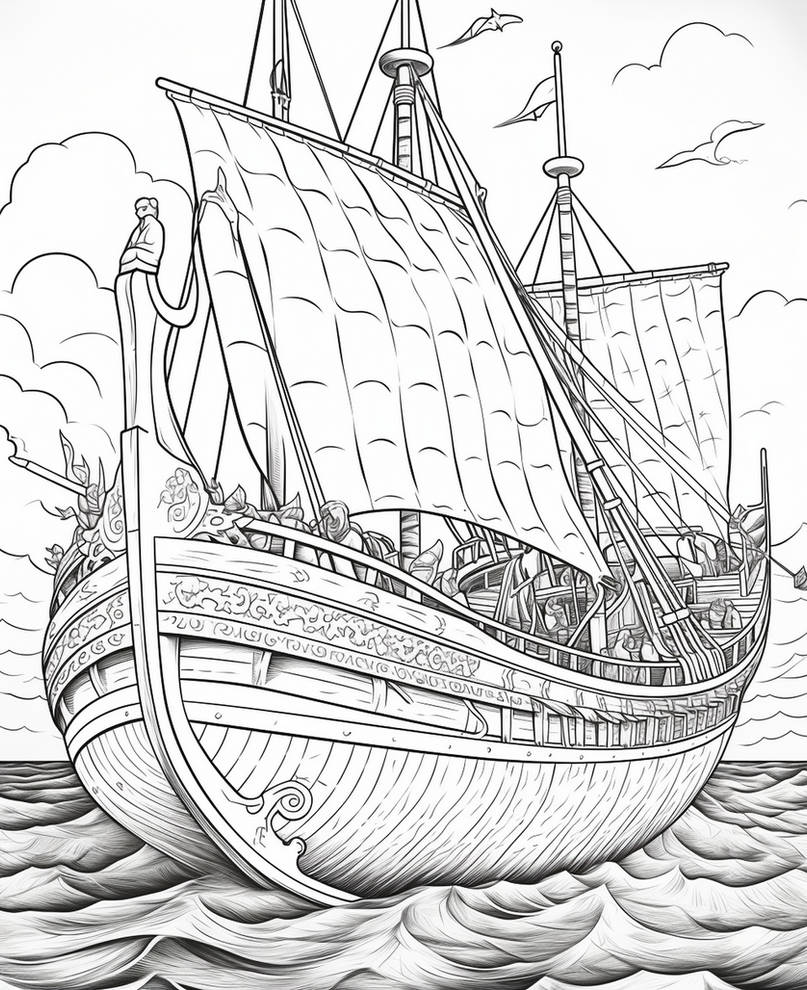 Viking warships coloring pages by coloringbooksart on
