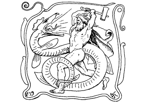 Thor and jãrmungandr coloring page free printable coloring pages